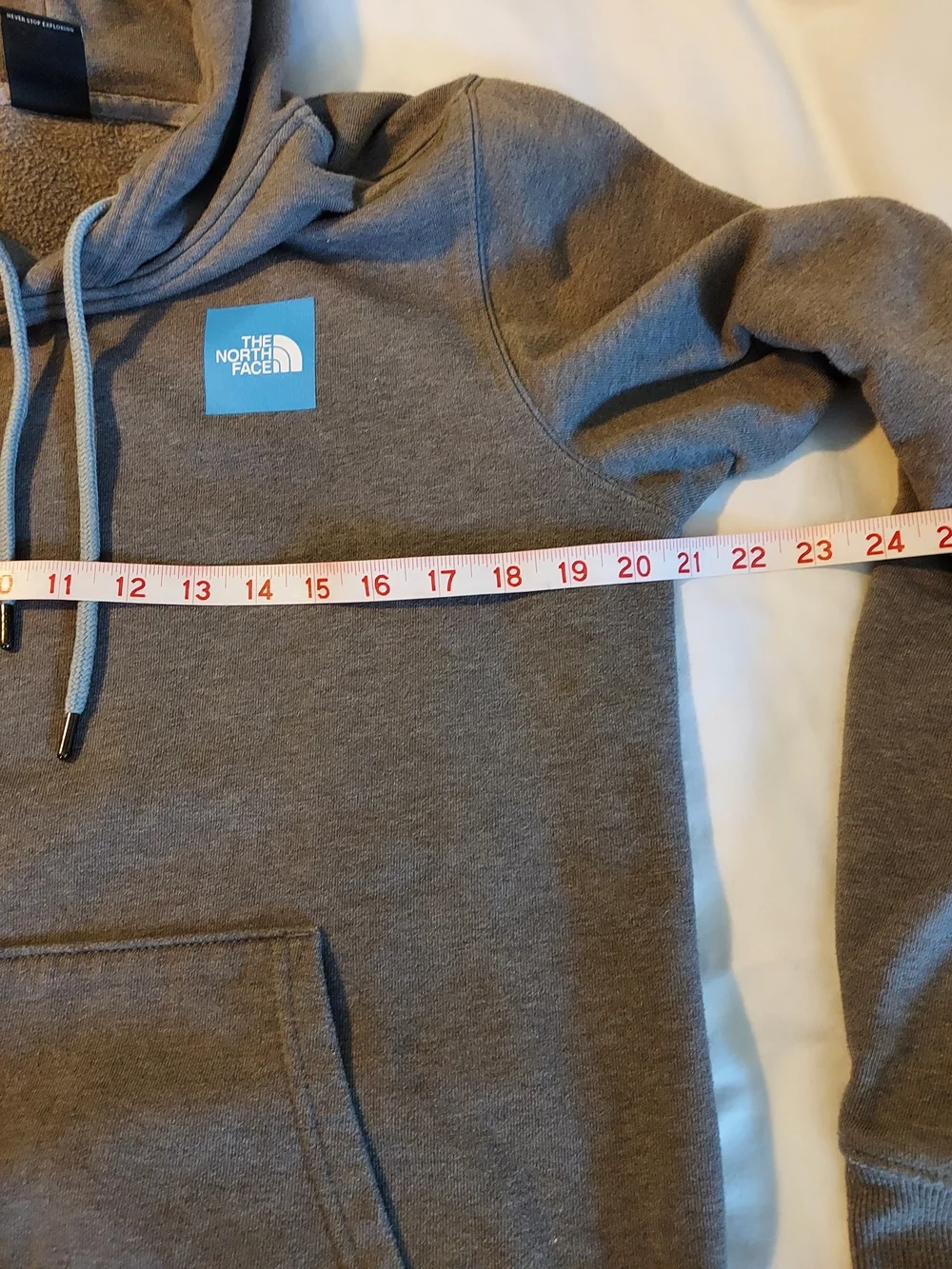 The North Face Men's Americana Pullover Hoodie Gray Blue Box Logo S